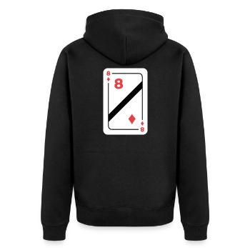 Karo Acht Spielkarte Pokerkarte - Unisex Premium Bio Zip Hoodie - Schwarz - Hinten - Nico (187cm)