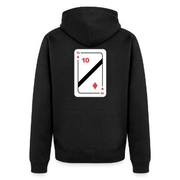 Ten Diamonds Playing Card Poker Card - Unisex Premium Organic Zip Hoodie - black - Back - Nico (187cm)