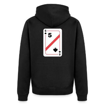 Five Spades Poker Card - Unisex Premium Organic Zip Hoodie - black - Back - Nico (187cm)
