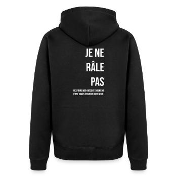 Je ne râle pas blanc - Veste à capuche bio Premium Unisexe - noir - Dos - Nico (187cm)