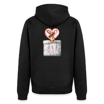Chemise de nuit officielle teckel mignon - Veste à capuche bio Premium Unisexe - noir - Dos - Nico (187cm)