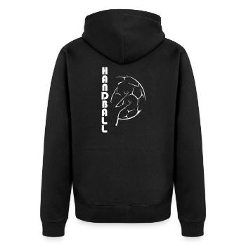 Handball Ball Sport Symbol Training Team Ball Icon - Unisex Premium Organic Zip Hoodie - black - Back - Nico (187cm)