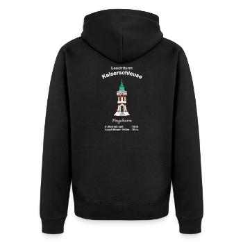 Leuchtturm Kaiserschleuse Bremerhaven Zeichnung - Unisex Premium Bio Zip Hoodie - Schwarz - Hinten - Nico (187cm)