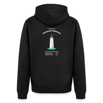 Leuchtturm Dornbusch, Insel Hiddensee, Ostseeküste - Unisex Premium Bio Zip Hoodie - Schwarz - Hinten - Nico (187cm)