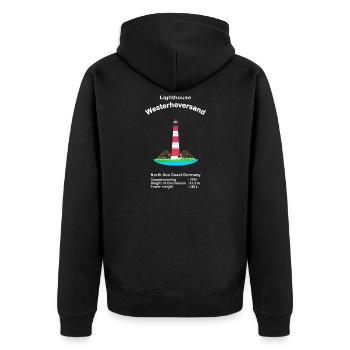 Leuchtturm Westerheversand, Nordsee, Deutschland - Unisex Premium Bio Zip Hoodie - Schwarz - Hinten - Nico (187cm)