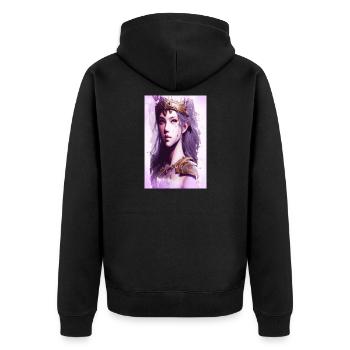 Walküre Amazone Kriegerin Fine Art Poster - Unisex Premium Bio Zip Hoodie - Schwarz - Hinten - Nico (187cm)