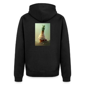 Eiscreme - Unisex Premium Bio Zip Hoodie - Schwarz - Hinten - Nico (187cm)