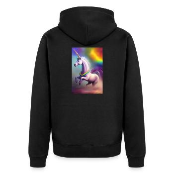 Unicorn - Unisex Premium Organic Zip Hoodie - black - Back - Nico (187cm)