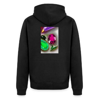 Bunte Edelsteine - Unisex Premium Bio Zip Hoodie - Schwarz - Hinten - Nico (187cm)