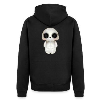 cute skull with dark eye sockets and eyelashes - Unisex Premium Organic Zip Hoodie - black - Back - Nico (187cm)