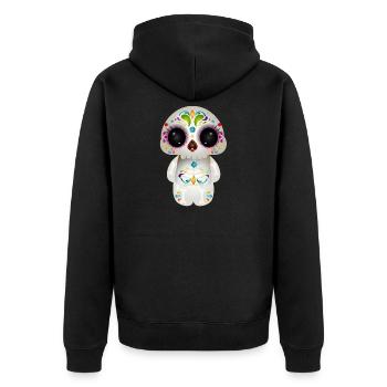 cute sugar skull with colorful ornaments - Unisex Premium Organic Zip Hoodie - black - Back - Nico (187cm)