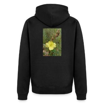 Guten Morgen gelbe Nachtkerze - Unisex Premium Bio Zip Hoodie - Schwarz - Hinten - Nico (187cm)