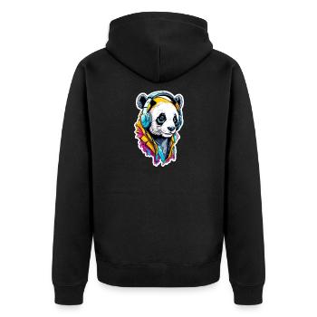 Panda - Unisex Premium Organic Zip Hoodie - black - Back - Nico (187cm)