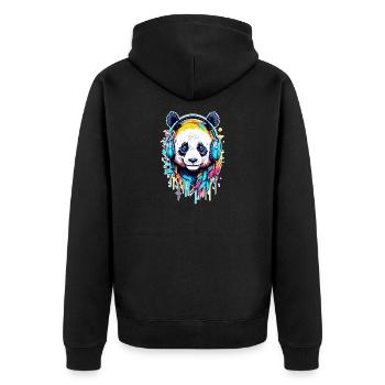 Panda - Unisex Premium Bio Zip Hoodie - Schwarz - Hinten - Nico (187cm)