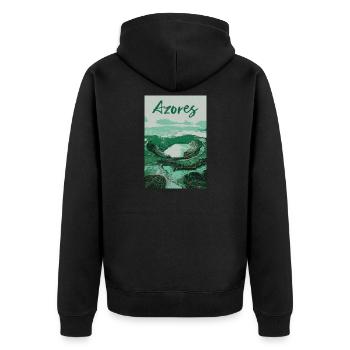 Illustration of the Lagoons in the Azores, Portugal - Unisex Premium Organic Zip Hoodie - black - Back - Nico (187cm)