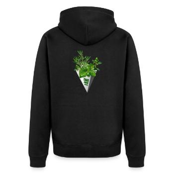 Take Away Herbs - funny print for foodies - Unisex Premium Organic Zip Hoodie - black - Back - Nico (187cm)