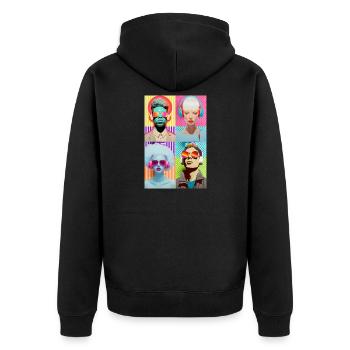 Musik Pop Art - Unisex Premium Bio Zip Hoodie - Schwarz - Hinten - Nico (187cm)