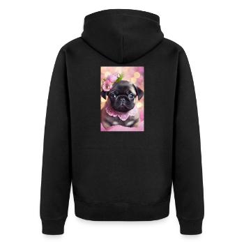 Joli bouledogue avec couronne de fleurs - Veste à capuche bio Premium Unisexe - noir - Dos - Nico (187cm)