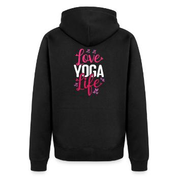 Aimer Yoga Vie - Veste à capuche bio Premium Unisexe - noir - Dos - Nico (187cm)