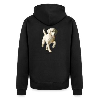 chien labrador blanc origami géométrique 3d - Veste à capuche bio Premium Unisexe - noir - Dos - Nico (187cm)