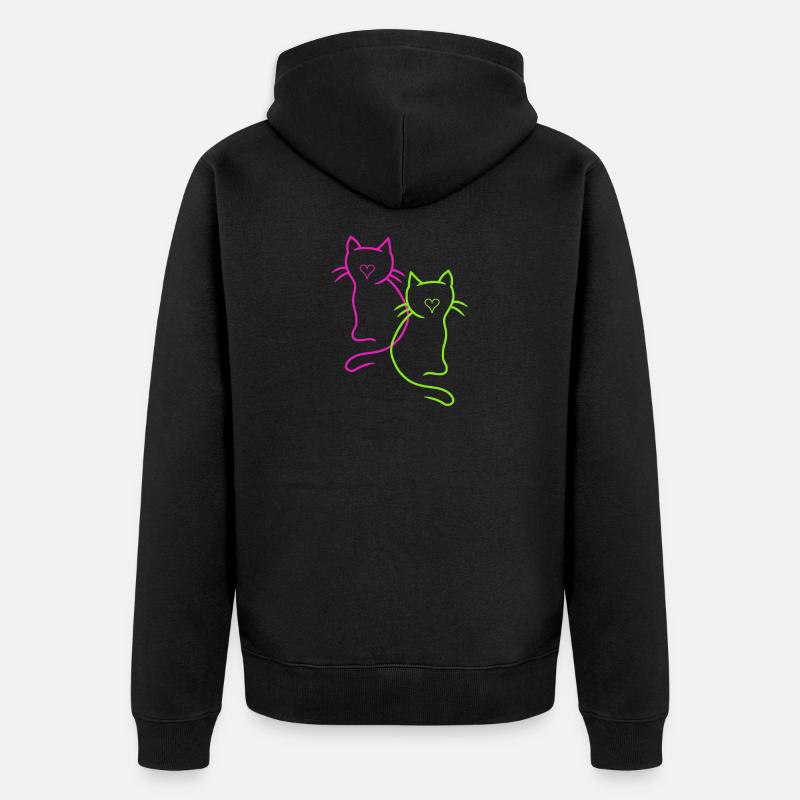 Coeur de chats rétro - Veste à capuche bio Premium Unisexe - noir