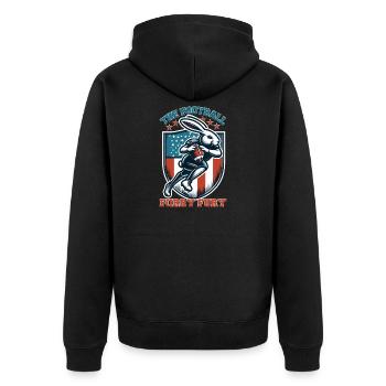 Lièvre aujourd’hui, parti demain : la fureur poilue du football - Veste à capuche bio Premium Unisexe - noir - Dos - Nico (187cm)