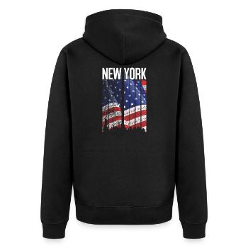 New York Flag Mosaic - Unisex Premium Organic Zip Hoodie - black - Back - Nico (187cm)