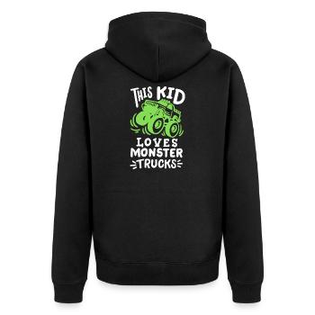 Monstertrucks für Kinder - Unisex Premium Bio Zip Hoodie - Schwarz - Hinten - Nico (187cm)