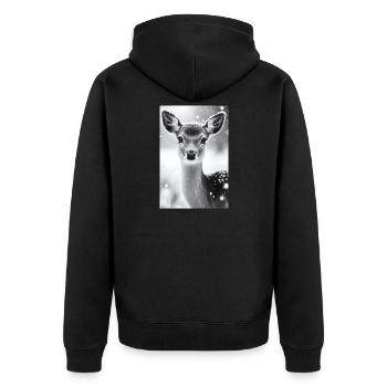 Tranquil Deer in Snowy Forest - Unisex Premium Organic Zip Hoodie - black - Back - Nico (187cm)