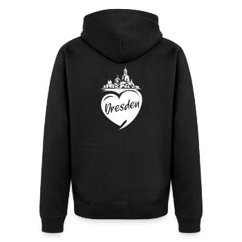 Dresden Liebe Frauenkirche Herz Stadt Symbol Logo - Unisex Premium Bio Zip Hoodie - Schwarz - Hinten - Nico (187cm)