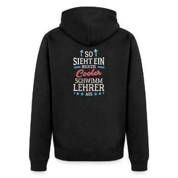 So sieht ein richtig cooler Schwimmlehrer aus - Unisex Premium Bio Zip Hoodie - Schwarz - Hinten - Nico (187cm)