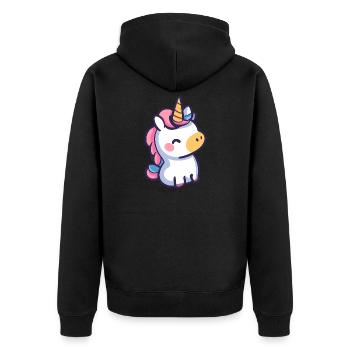 Cute Unicorn Design - Whimsical Cartoon Art - Unisex Premium Organic Zip Hoodie - black - Back - Nico (187cm)