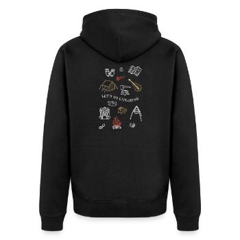 Camping Adventure Outline Design - Unisex Premium Organic Zip Hoodie - black - Back - Nico (187cm)