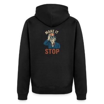 Faites que ça cesse la politique - Veste à capuche bio Premium Unisexe - noir - Dos - Nico (187cm)