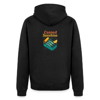Soleil en conserve – Thé Pop-Art à la sardine - Veste à capuche bio Premium Unisexe - noir - Dos - Nico (187cm)