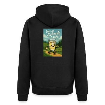 Loss de Schorle Laafe - Unisex Premium Bio Zip Hoodie - Schwarz - Hinten - Nico (187cm)