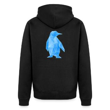 Diamant Pinguin Geometrisches Design - Unisex Premium Bio Zip Hoodie - Schwarz - Hinten - Nico (187cm)
