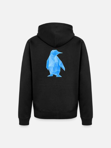 Diamond Penguin Geometric Design - Unisex Premium Organic Zip Hoodie - black