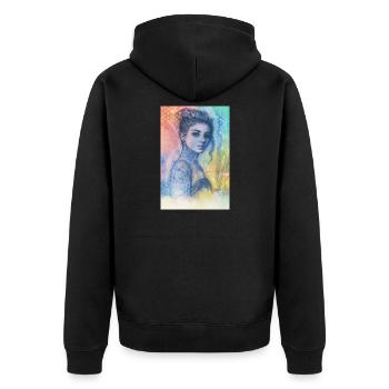 Femme pop arc en ciel omikly tatoo bras crâne graf - Veste à capuche bio Premium Unisexe - noir - Dos - Nico (187cm)