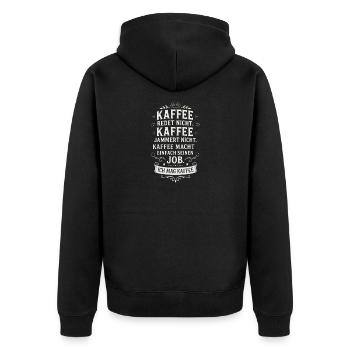 Kaffee lustiger Kaffeespruch Büro - Unisex Premium Bio Zip Hoodie - Schwarz - Hinten - Nico (187cm)