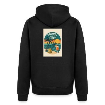 Tropic Like It’s Hot - Unisex Premium Bio Zip Hoodie - Schwarz - Hinten - Nico (187cm)