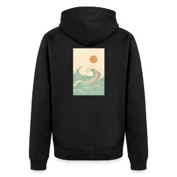 Ein sommerliches Bild am Meer - Unisex Premium Bio Zip Hoodie - Schwarz - Hinten - Nico (187cm)