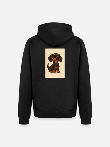 Glücklicher Dackel - Unisex Premium Bio Zip Hoodie - Schwarz