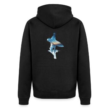 Surfer's Dream bei Sonnenuntergang - Unisex Premium Bio Zip Hoodie - Schwarz - Hinten - Nico (187cm)