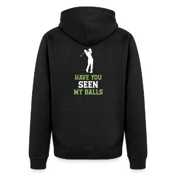 Golf - Avez-vous vu mes balles - Veste à capuche bio Premium Unisexe - noir - Dos - Nico (187cm)