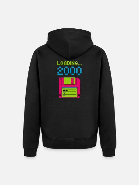 Loading 2000 Disketten-Design Retro Pixel Design - Unisex Premium Bio Zip Hoodie - Schwarz