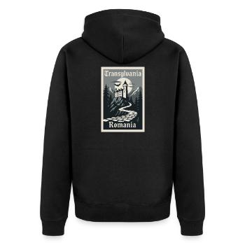 Affiche rétro souvenir vintage de Transylvanie - Veste à capuche bio Premium Unisexe - noir - Dos - Nico (187cm)