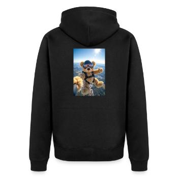 Bear Parachuting Adventure - Unisex Premium Organic Zip Hoodie - black - Back - Nico (187cm)