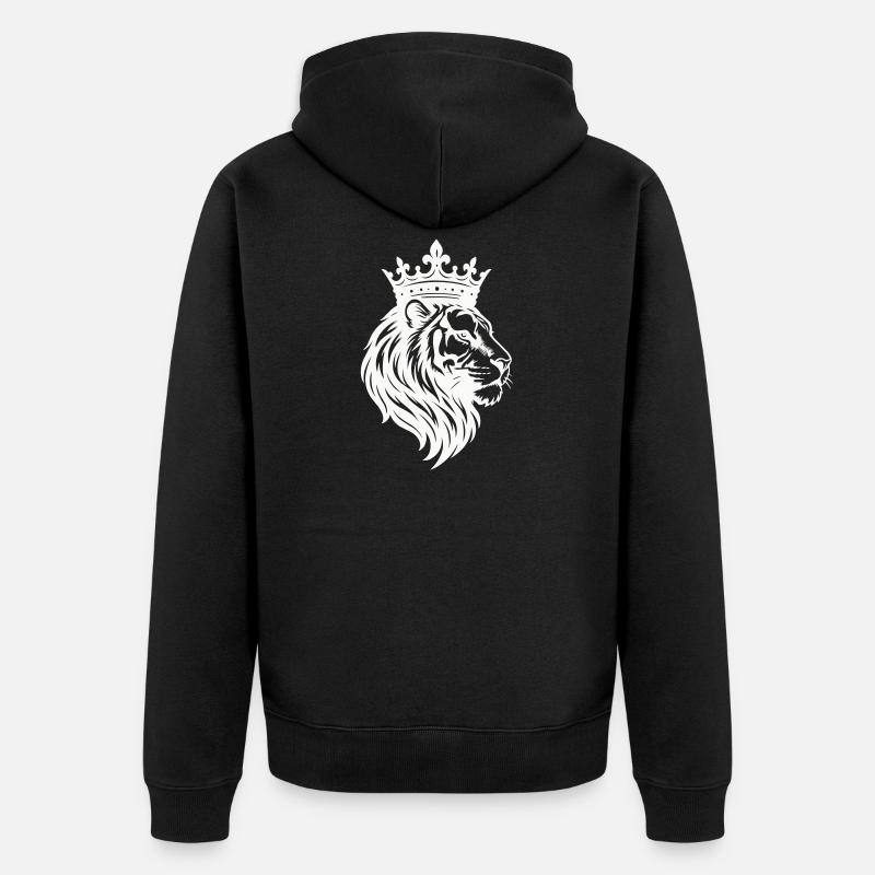 Löwe Krone King - Unisex Premium Bio Zip Hoodie - Schwarz