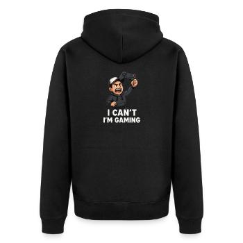 I Cant m Gaming - Unisex Premium Bio Zip Hoodie - Schwarz - Hinten - Nico (187cm)